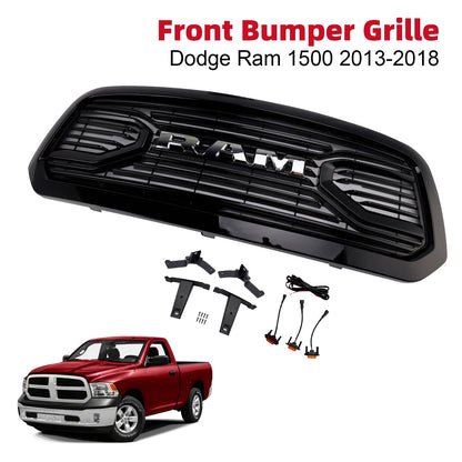 2013-2018 Dodge Ram 1500 Black Big Horn Style Front Bumper Grill