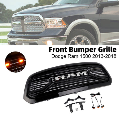 2013-2018 Dodge Ram 1500 Black Big Horn Style Front Bumper Grill