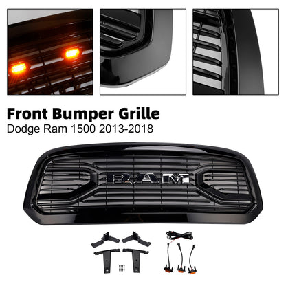 2013-2018 Dodge Ram 1500 Black Big Horn Style Front Bumper Grill