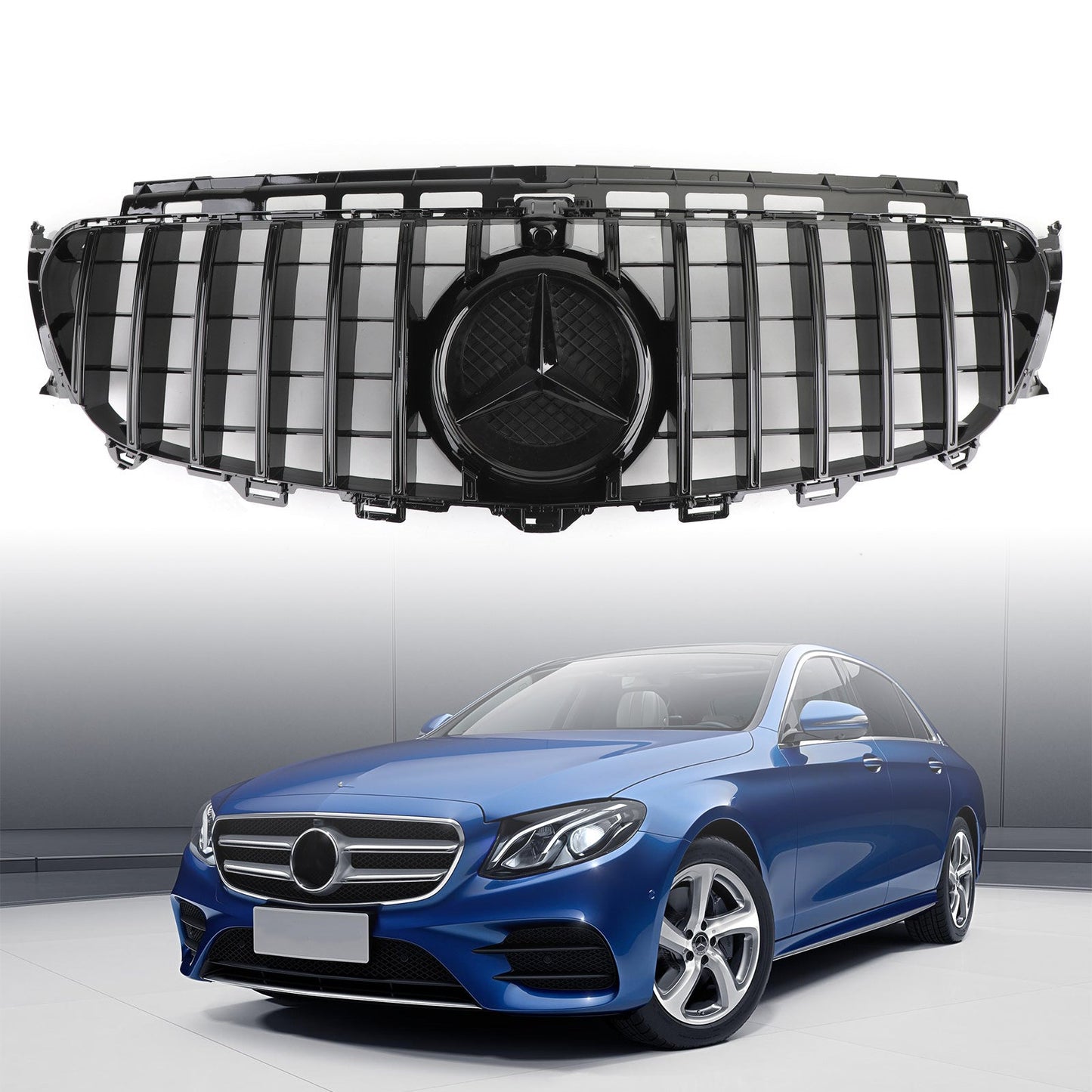 2016 2017 2018 2019 Mercedes Benz E-Class W213 Sport Front Grill Panamericana GT Style Black Grille With Star