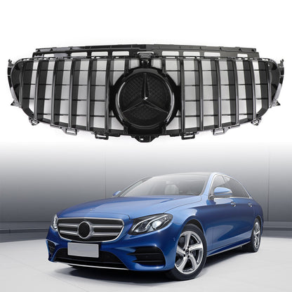 2016-2019 Mercedes Benz W213 E-Class E200 E300 E400 E43 GTR Style Grill Front Glossy Black Grille With Star Emblem