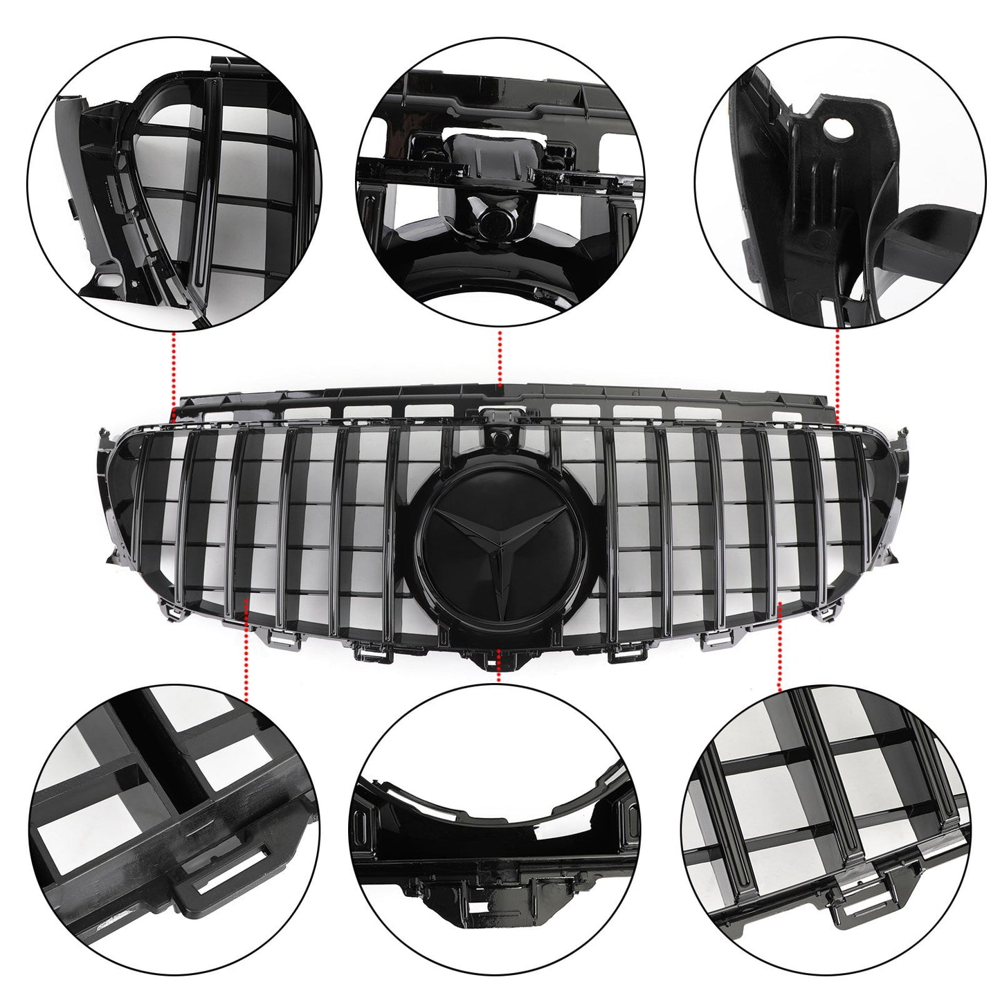 2016 2017 2018 2019 Mercedes Benz E-Class W213 Sport Front Grill Panamericana GT Style Black Grille With Star