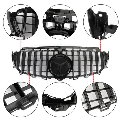 2016-2019 Mercedes Benz W213 E-Class E200 E300 E400 E43 GTR Style Grill Front Glossy Black Grille With Star Emblem