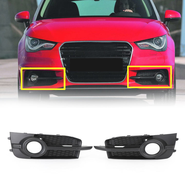 2010-2014 Audi A1 Sline 8X0807682B 2PCS Front Bumper Fog Light Grille Black Honeycomb Cover Grill