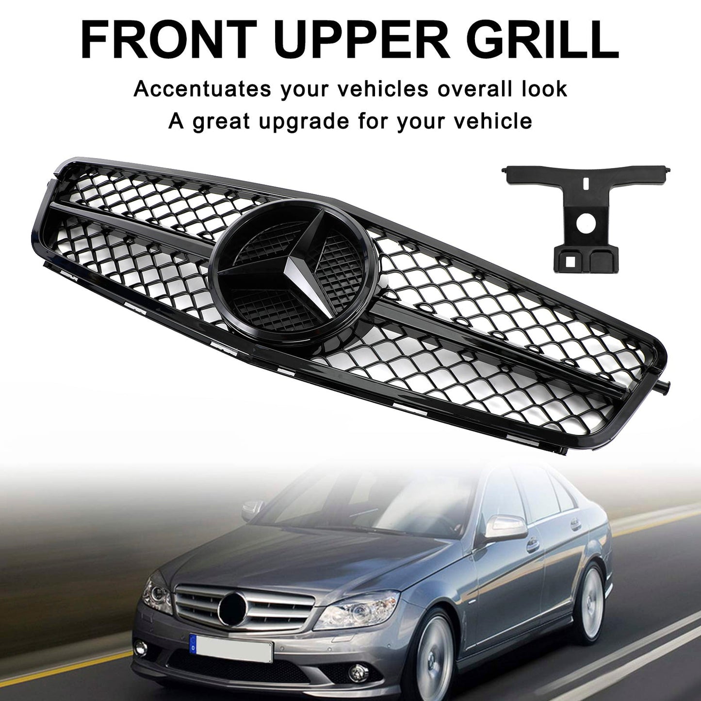 2008-2013 Mercedes Benz C-Class W204 C250 C300 C350 Front Bumper Grill Black Grille