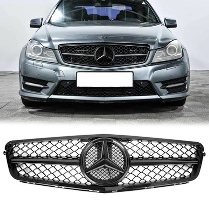 Mercedes Benz 2008-2014 C-Class W204 C250 C300 C350 Front Bumper Grill Black Replacment Grille
