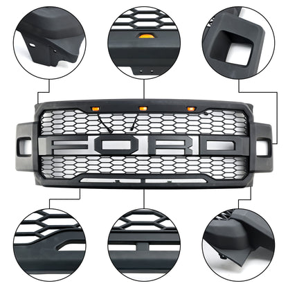 2017-2019 Ford F250 F350 F450 Raptor Style Front Bumper Grill with LED Light Generic