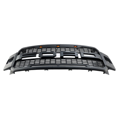 Ford F250 F350 F450 F550 | 2017-2019 | Raptor Style Front Grill| Matte Black | Upper Bumper Replacement Grille With LED + Letter