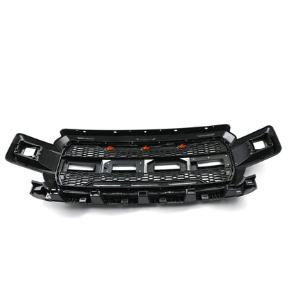 2018-2020 Ford F150 Front Bumper Replacement Black Grille W/ LED & Letter Raptor Grille