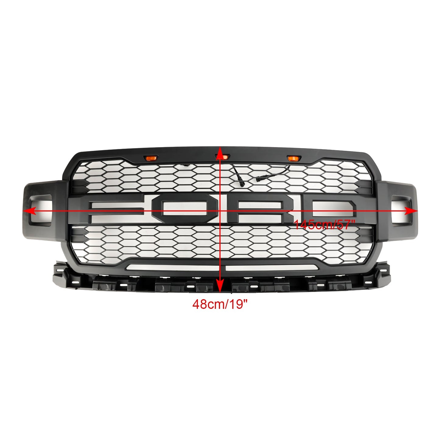 2018-2020 Ford F-150 Raptor Style Front Bumper Grill Replacement Black Grille W/ LED