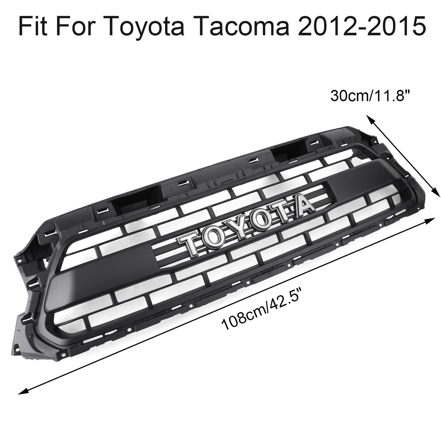 Toyota 2012 2013 2014 2015 Tacoma Front Grille TRD PRO Style Mesh Matte Black Grill W/ LED Light