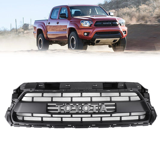 Toyota 2012 2013 2014 2015 Tacoma Front Grille TRD PRO Style Mesh Matte Black Grill W/ LED Light