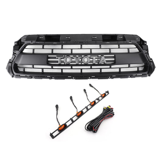 TRD PRO Grill For 2012-2015 Toyota Tacoma Front Bumper Replacement Black Grille W/ LED & Letter