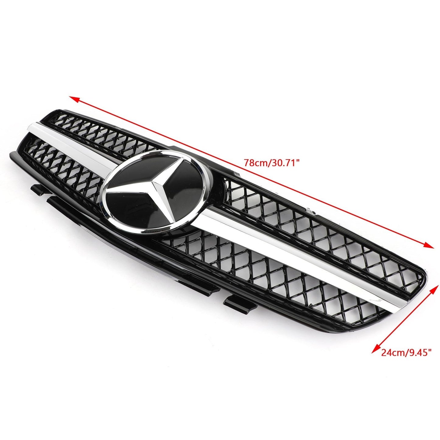 2002-2006 Mercedes Benz R230 SL Class SL350/500/600/SL55/65 1 Fin Star Grill black Chrome Grille