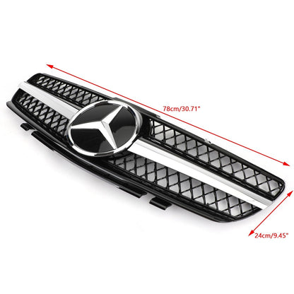 2002-2006 Mercedes Benz R230 SL Class SL350/500/600/SL55/65 1 Fin Star Grill black Chrome Grille