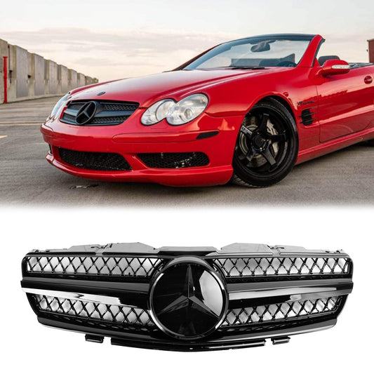 2002-2006 Mercedes Benz R230 SL Class SL350/500/600/SL55/65 1 Fin Star Grill black Chrome Grille