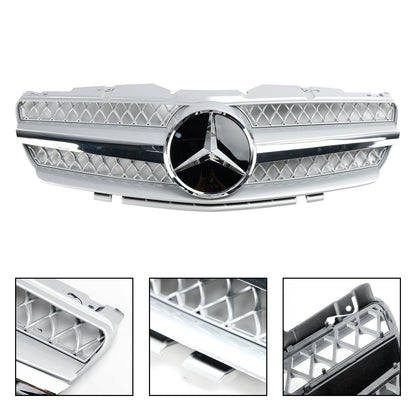 2002-2006 Mercedes Benz SL-Class R230 SL350/500/600/SL55/SL65 Front Bumper Upper Grill Silver Chrome Grille