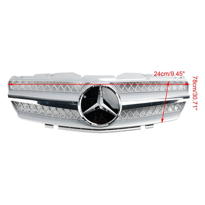 2002-2006 Mercedes Benz SL-Class R230 SL350/500/600/SL55/65 Front Bumper Upper Grill Silver Chrome Grille