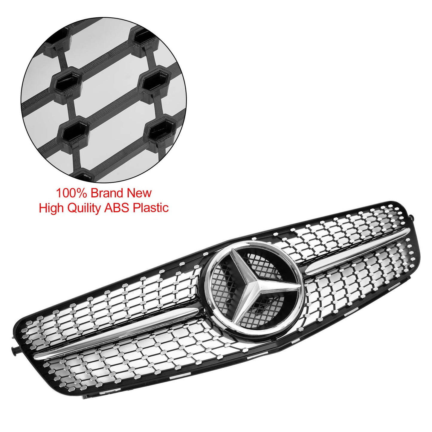2008-2014 Mercedes Benz W204 C-Class C300 C350 Diamond Front Bumper Grill LED Emblem Grille