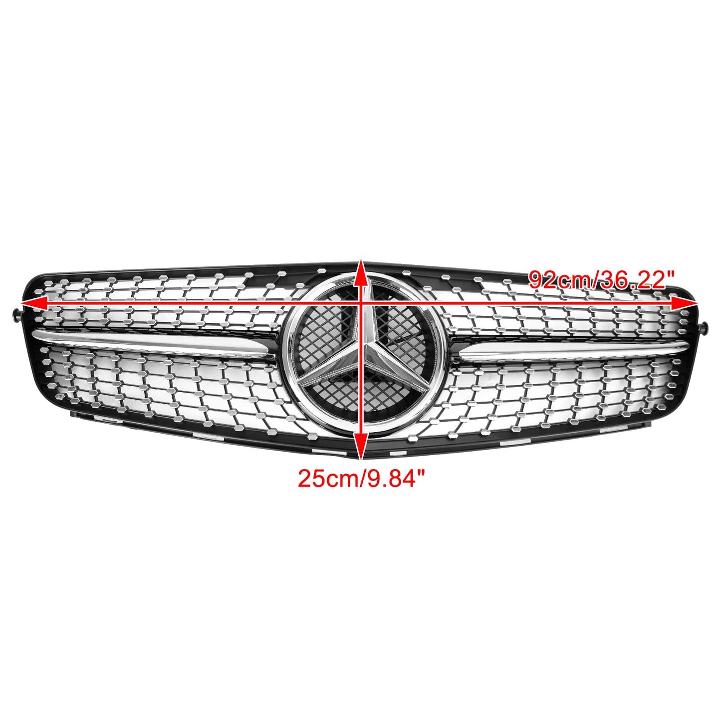 2008-2014 Mercedes Benz W204 C-Class C300 C350 Diamond Front Bumper Grill LED Emblem Grille