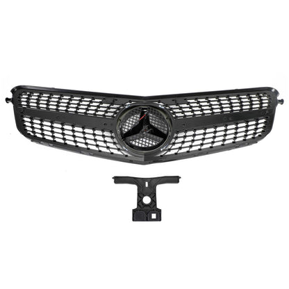 2008-2014 Mercedes Benz W204 C-Class C300 C350 Diamond Front Bumper Grill LED Emblem Grille