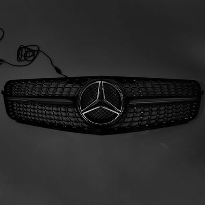 2008-2014 Mercedes Benz W204 C-Class C300 C350 Diamond Front Bumper Grill LED Emblem Grille