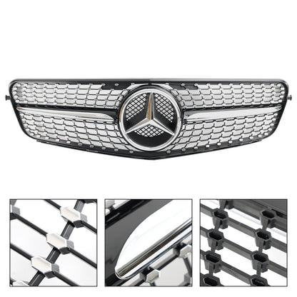 2008-2014 Mercedes Benz C-Class W204 C200 C230 C250 C300 C350 Diamond Black Chrome Front Grille Grill