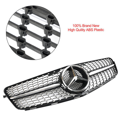 2008-2014 Mercedes Benz C-Class W204 Diamond Chrome Front Grille Replacement Bumper Grill