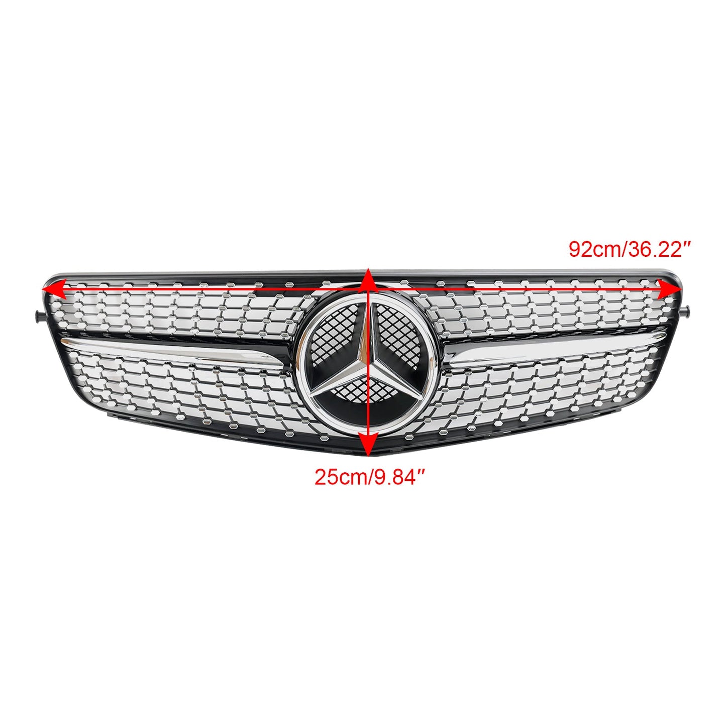 2008-2014 Mercedes Benz C-Class W204 Diamond Chrome Front Grille Replacement Bumper Grill
