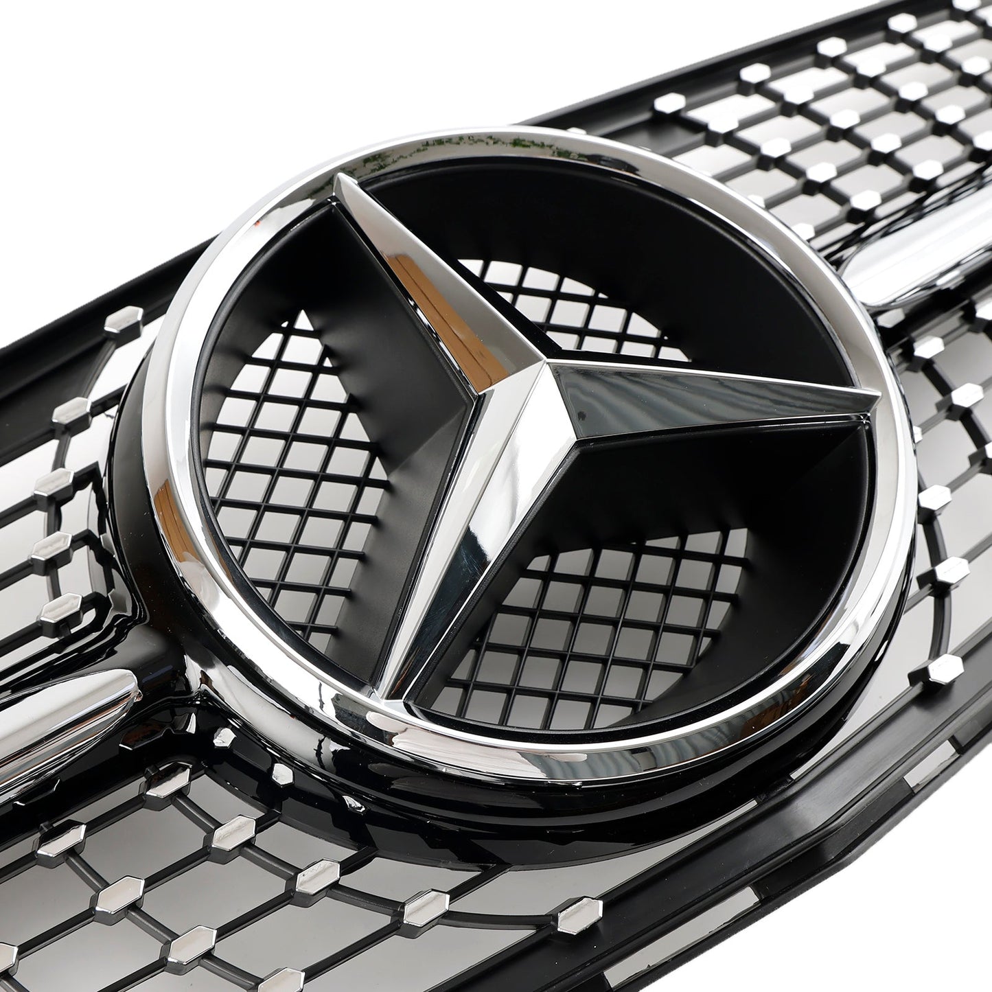 2008-2014 Mercedes Benz C-Class W204 C200 C230 C250 C300 C350 Diamond Black Chrome Front Grille Grill