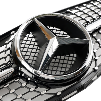 2008-2014 Mercedes Benz C-Class W204 C200 C230 C250 C300 C350 Diamond Black Chrome Front Grille Grill