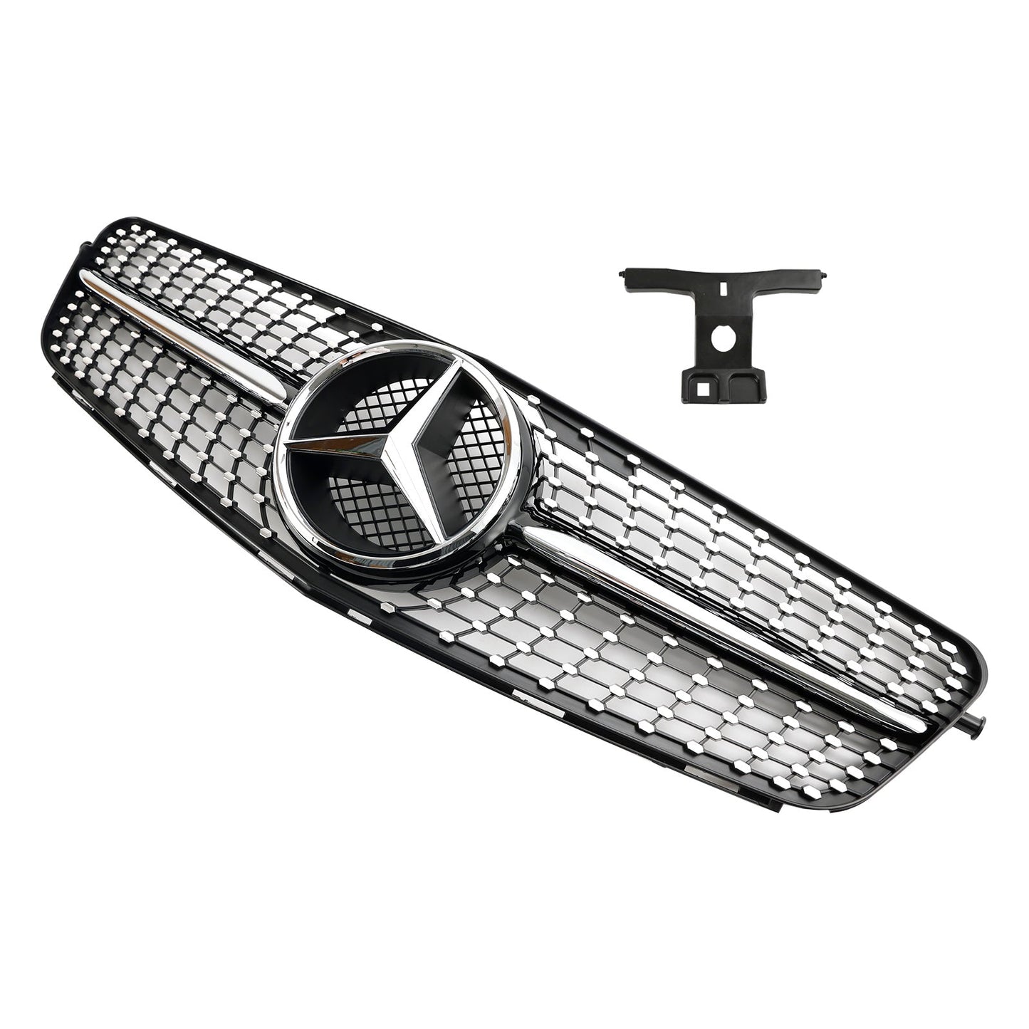 2008-2014 Mercedes Benz C-Class W204 C200 C230 C250 C300 C350 Diamond Black Chrome Front Grille Grill