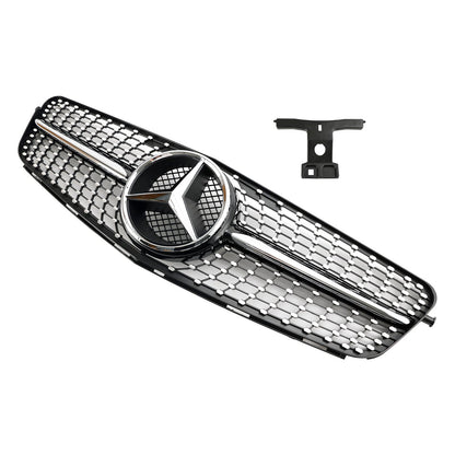 2008-2014 Mercedes Benz C-Class W204 C200 C230 C250 C300 C350 Diamond Black Chrome Front Grille Grill