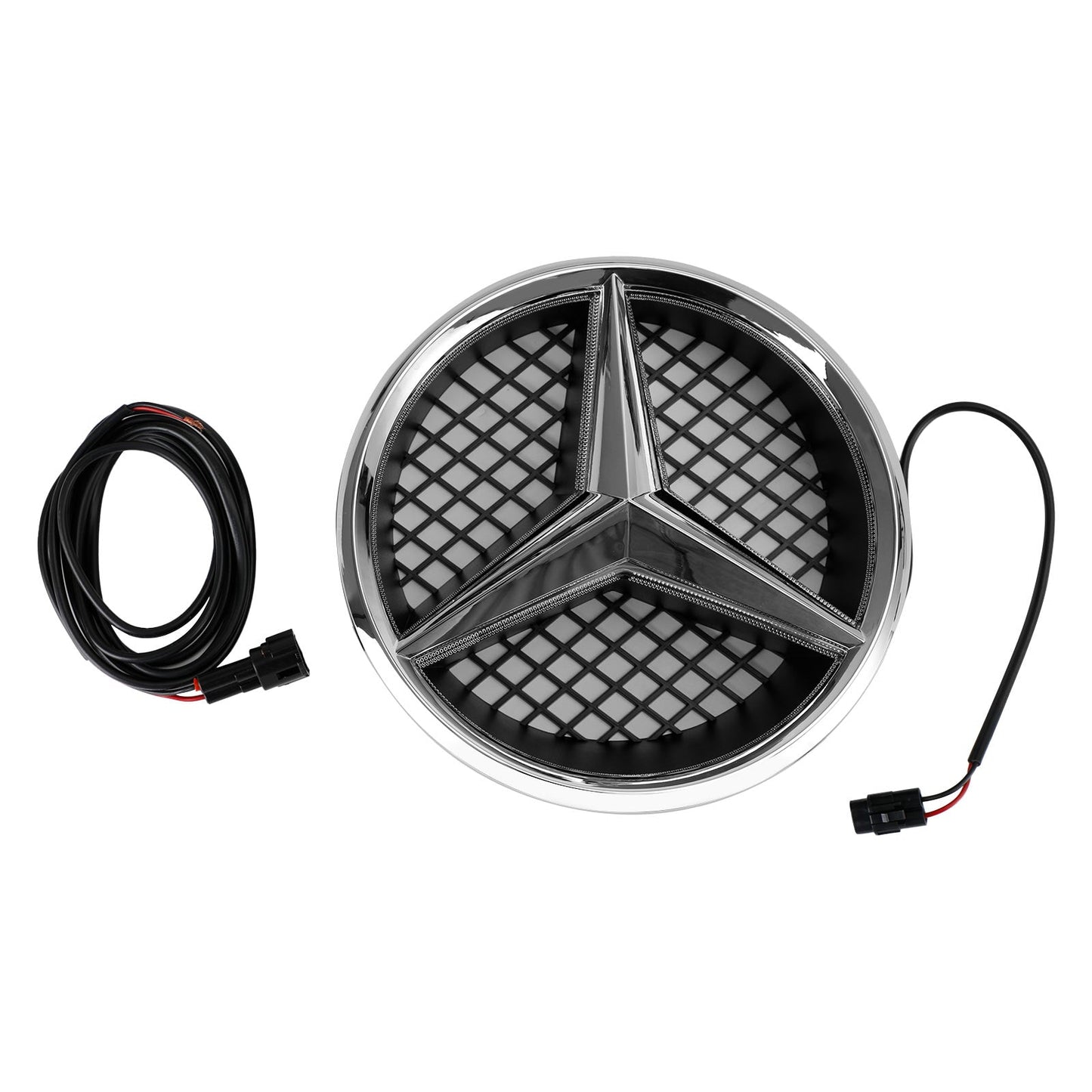 2008-2014 Mercedes Benz C-Class W204 Diamond Front Grill Replacement Chrome Grille With LED Star Emblem