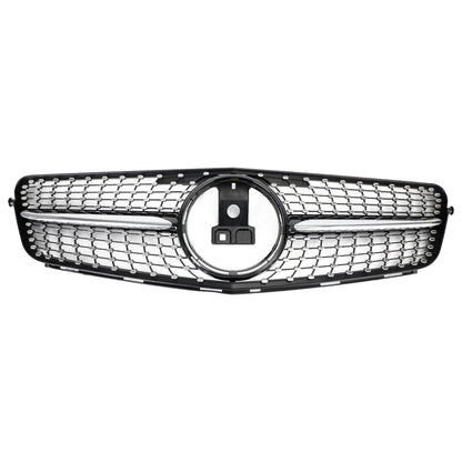 2008-2014 Mercedes Benz C-Class W204 Diamond Chrome Front Grille Replacement Bumper Grill