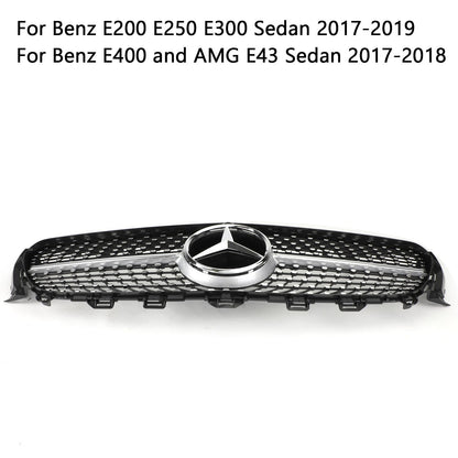 2017-2018 Mercedes Benz E-Class E400 E43 Sedan Sports Grill Diamond Silver Front Grille