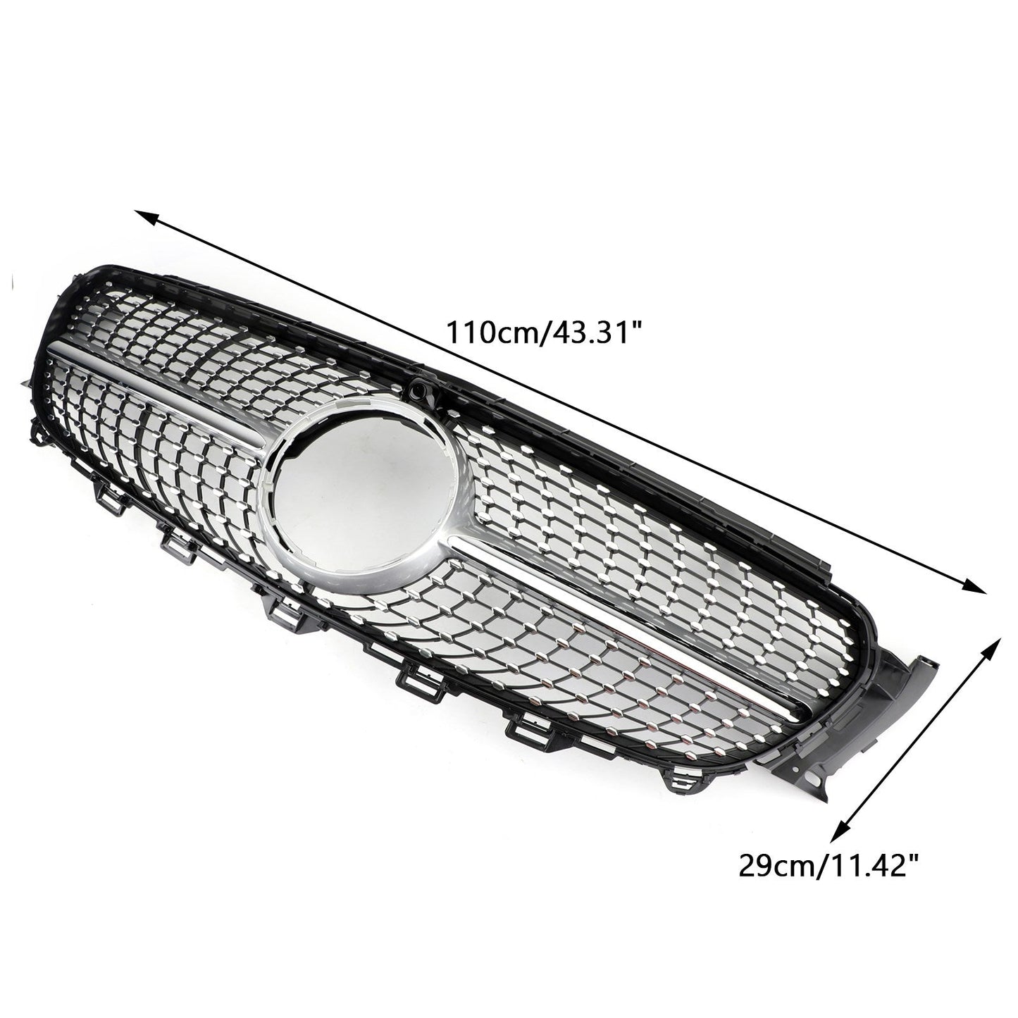 2017-2018 Mercedes Benz E-Class E400 E43 Sedan Sports Grill Diamond Silver Front Grille