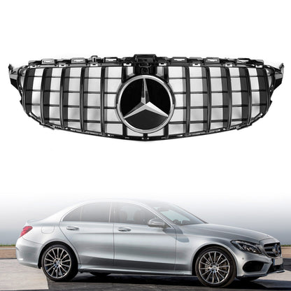2019-2021 Mercedes Benz C-Class W205 C205 A205 C200/250/300/200d/C43 Black Grille W/Camera GTR Style Grill