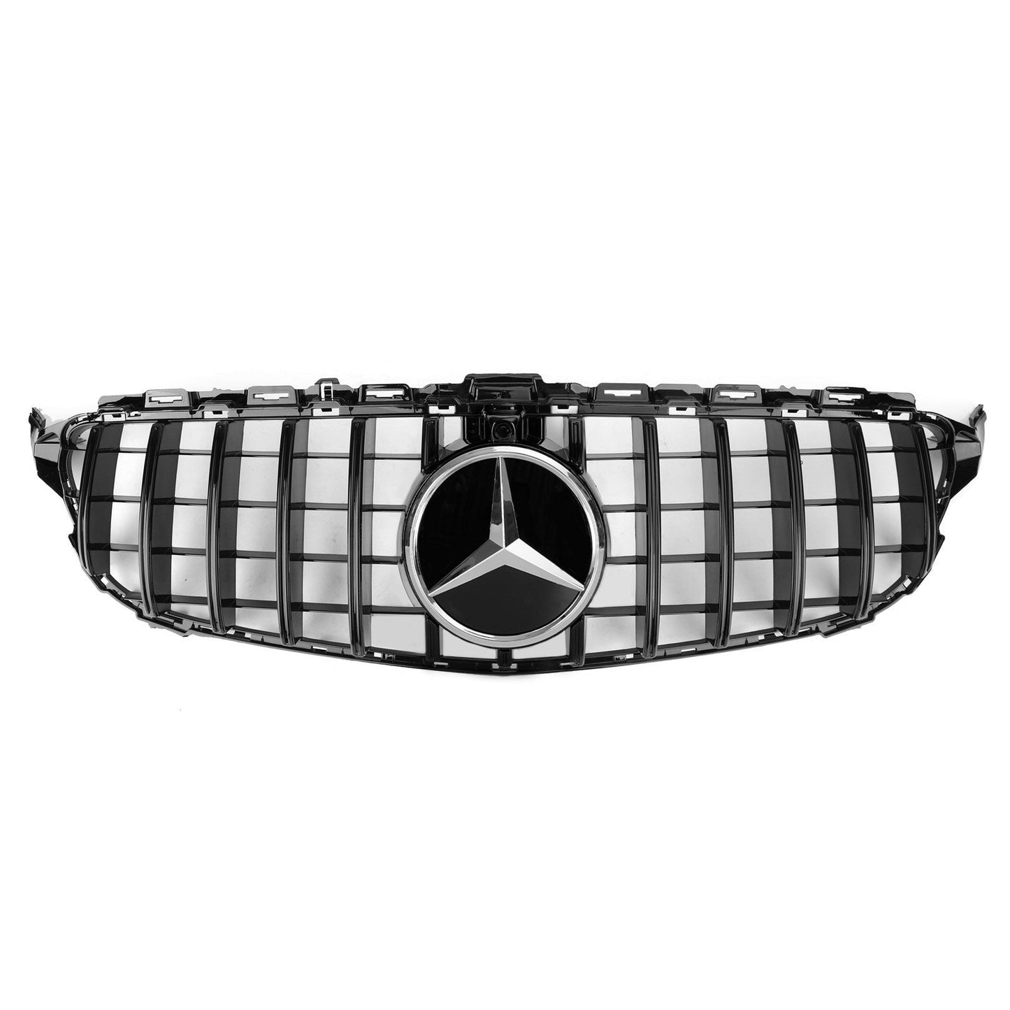 2019-2021 Mercedes Benz C-Class W205 C205 A205 Glossy Black GT Style Grill Front Bumper Replacement Grille