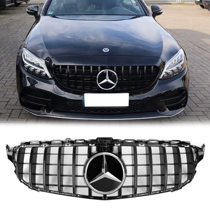 2019-2021 Mercedes Benz C-Class W205 C205 A205 C200/250/300/200d/C43 Black Grille W/Camera GTR Style Grill