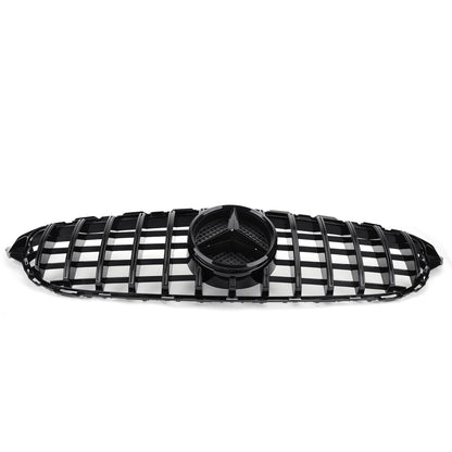 2015 2016 2017 2018 Mercedes Benz C-Class W205 C205 GT Style Grille Front Bumper Glossy Black Grill