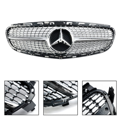 2013 2014 2015 2016 Mercedes Benz E-Class W212 Diamond Style Grill Front Bumper Replacement Chrome Grille W/ Emblem