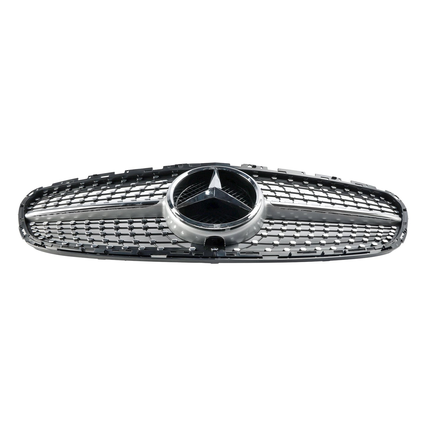 2013 2014 2015 2016 Mercedes Benz E-Class W212 Diamond Style Grill Front Bumper Replacement Chrome Grille W/ Emblem