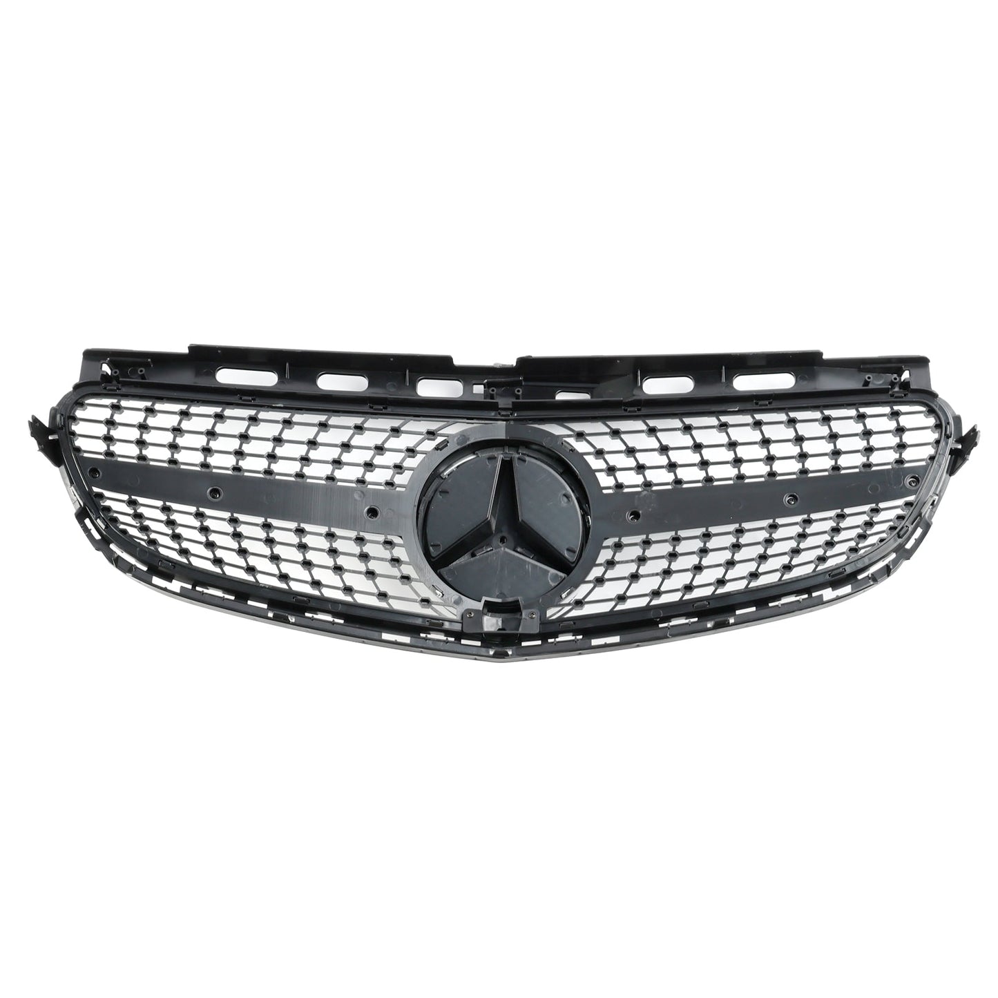 2013 2014 2015 2016 Mercedes Benz E-Class W212 Diamond Style Grill Front Bumper Replacement Chrome Grille W/ Emblem
