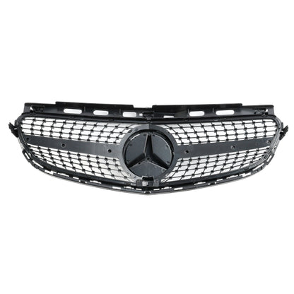 2013 2014 2015 2016 Mercedes Benz E-Class W212 Diamond Style Grill Front Bumper Replacement Chrome Grille W/ Emblem