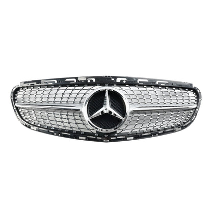 2013 2014 2015 2016 Mercedes Benz E-Class W212 Diamond Style Grill Front Bumper Replacement Chrome Grille W/ Emblem