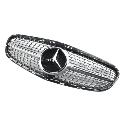 2013 2014 2015 2016 Mercedes Benz E-Class W212 Diamond Style Grill Front Bumper Replacement Chrome Grille W/ Emblem