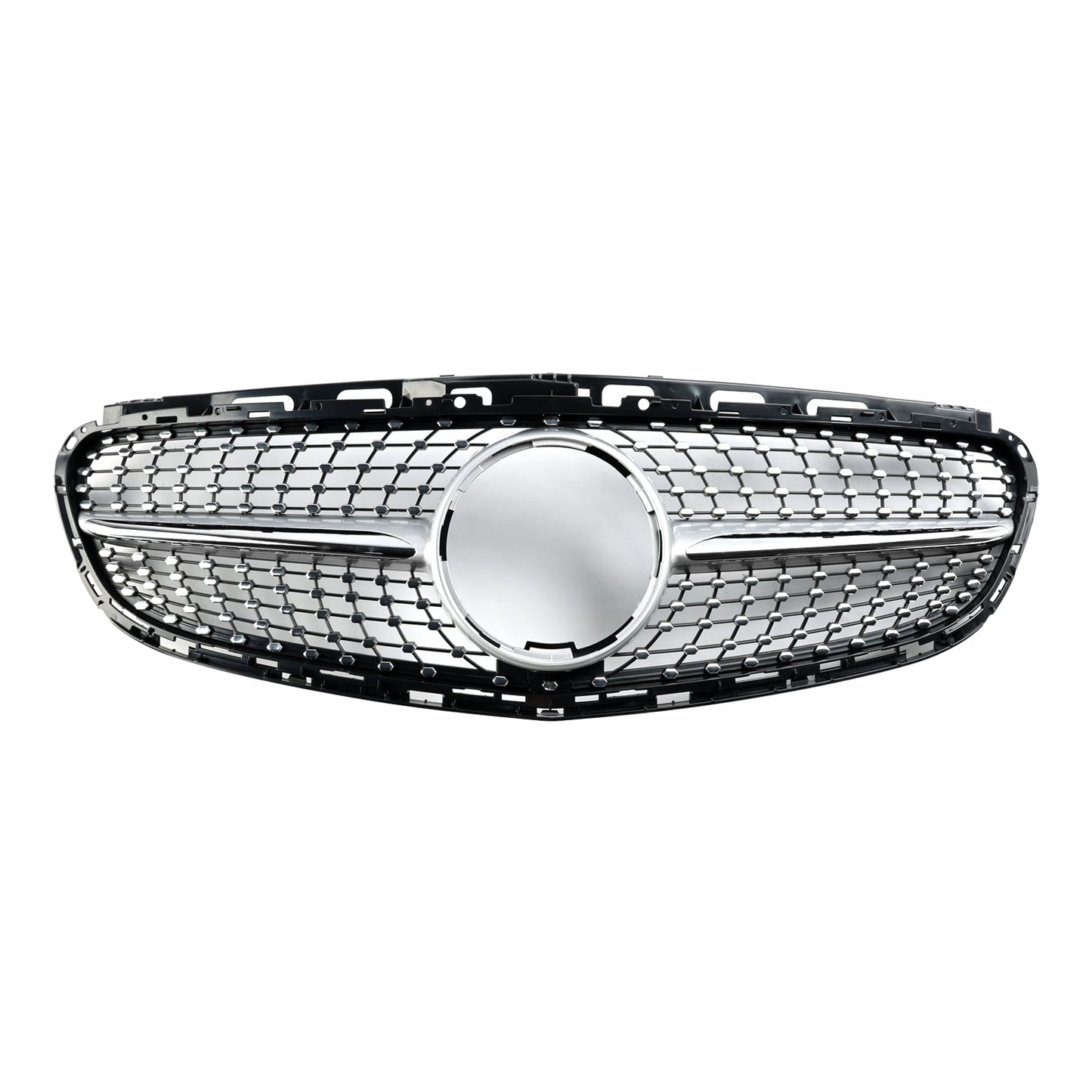 2013 2014 2015 2016 Mercedes Benz E-Class W212 Diamond Style Grill Front Bumper Replacement Chrome Grille W/ Emblem