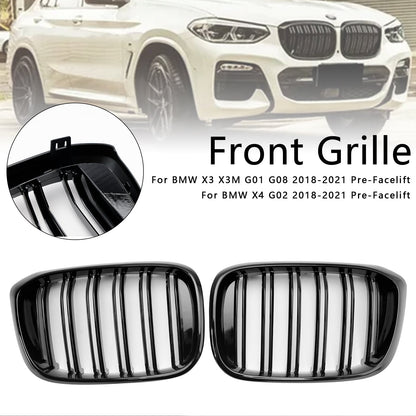 2018-2021 BMW X4 G02 X3 G01 G08 Gloss Black Front Kidney Grille Mesh Grill