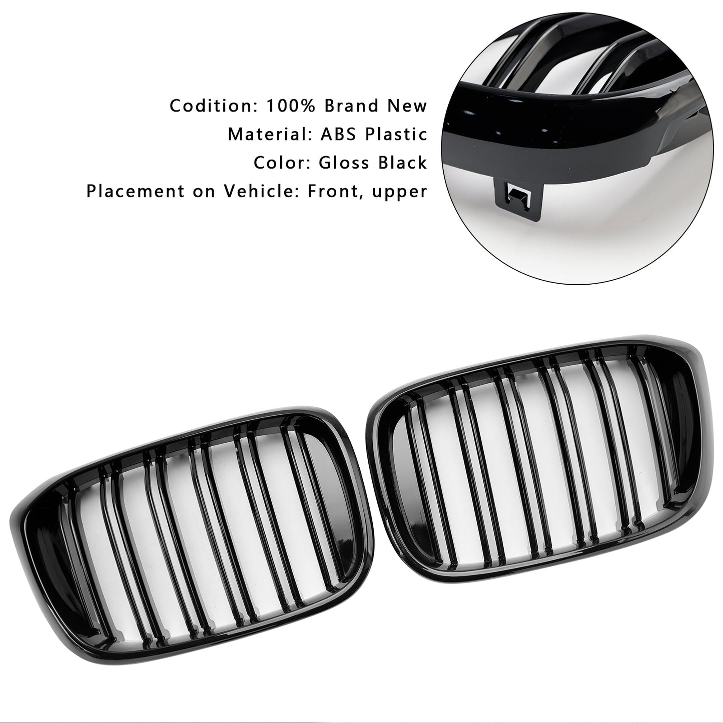 2018-2021 BMW X4 G02 X3 G01 G08 Gloss Black Front Kidney Grille Mesh Grill